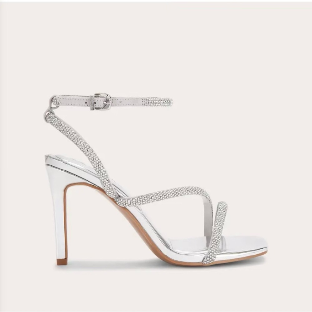 SOLD CARVELA Paparazzi Silver Sandals,Ankle Strap,With Jewels Size 9